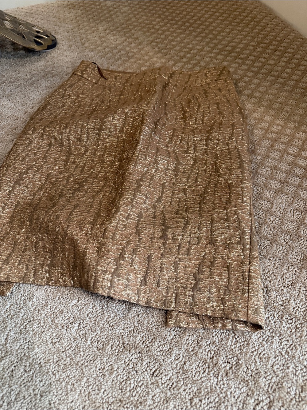 J.Crew Gold Metallic Brown Textured Women's Skirt